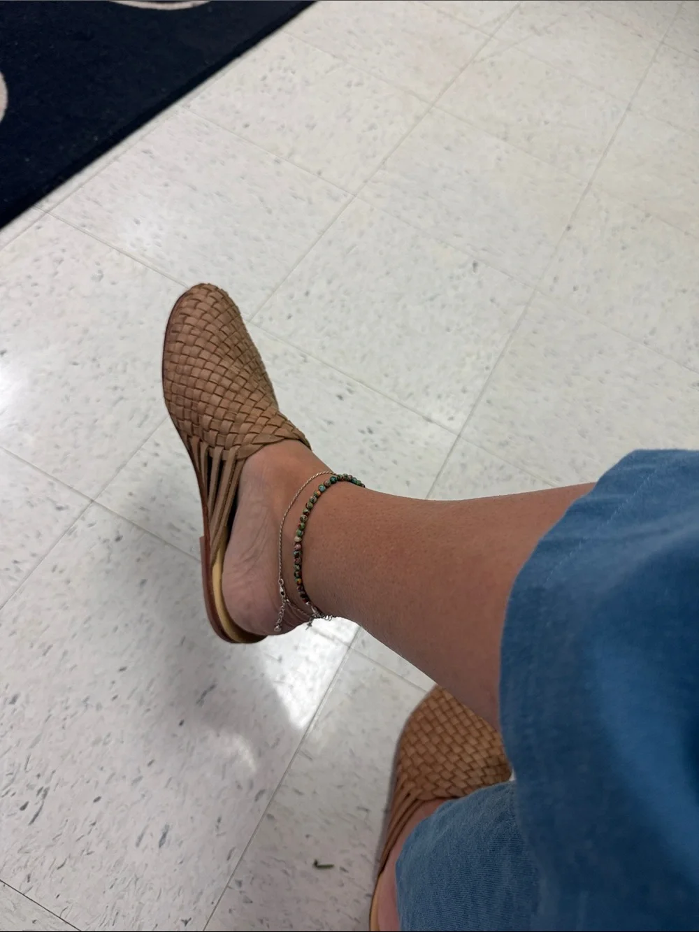 Nisolo Woven Leather Mule Flats in Taupe Brown